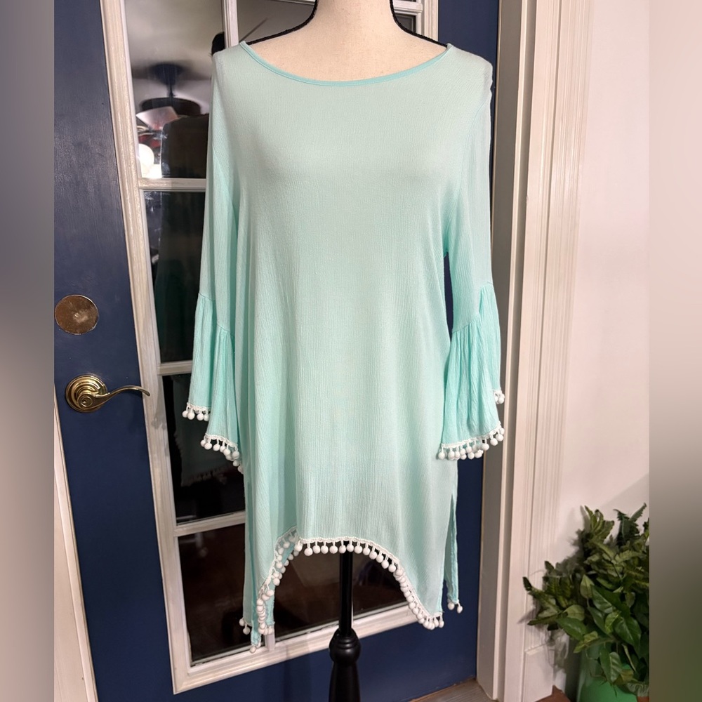 Paisley Vine Light Blue/Mint Top Size Large